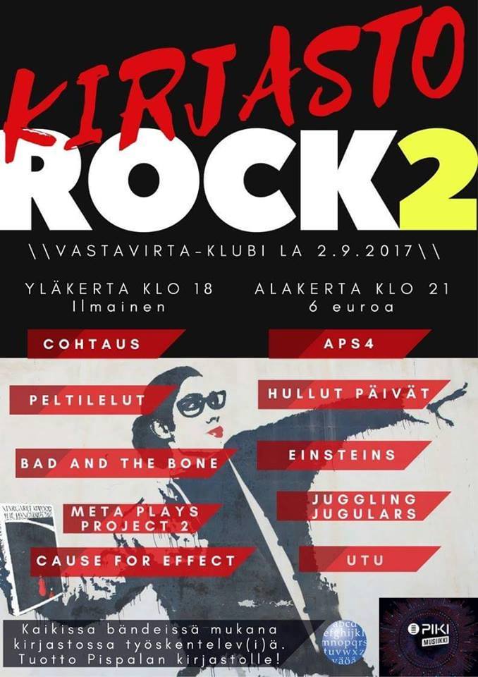 Tampereen toinen Kirjastorock järjestetään Vastavirta-klubilla 2.9.