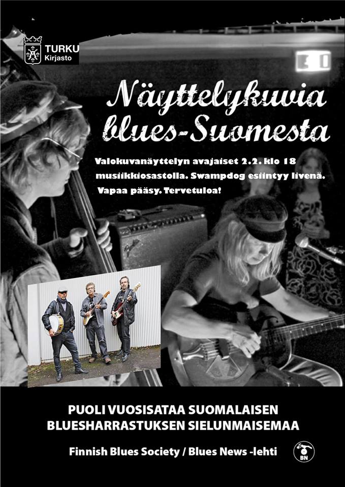 50 vuotta näyttelykuvia blues-Suomesta! Näyttelyn avajaisten vieraana bluesbändi Swampdog.