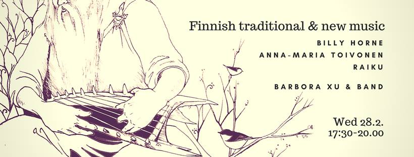 Turun musiikkikirjaston Kalevalan päivä 2018 sisältää runsaasti ohjelmaa. Mukana soitinrakentaja ja muusikko Billy Horne, Anna-Maria Toivonen ja Raiku. Kuva: Reetta Ylöstalo.