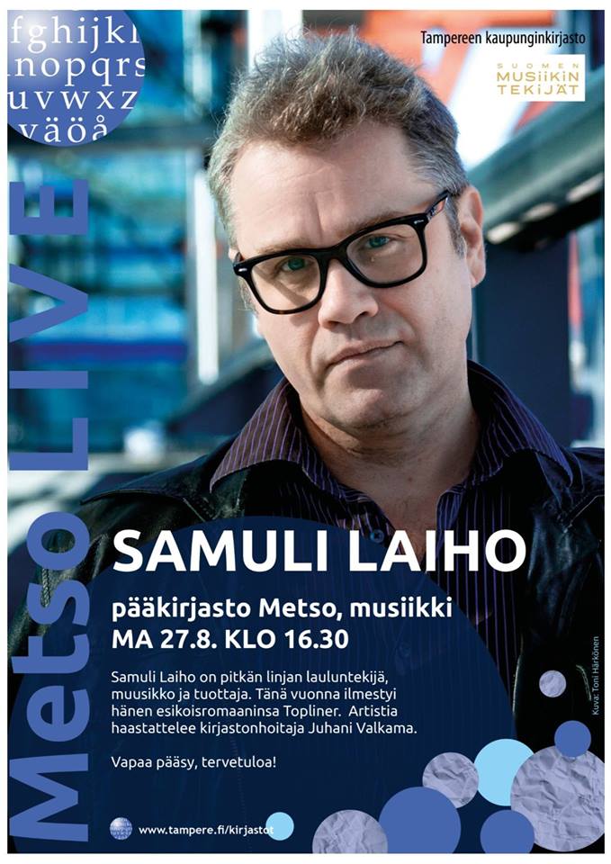 Samuli Laiho vierailee Tampereen pääkirjasto Metsossa maanantaina 27.8.2018.