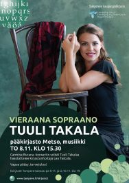 Sopraano Tuuli Takala on Metson vieraana torstaina 8. marraskuuta 2018.