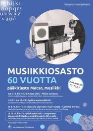 Tampereen pääkirjasto Metson juhlaviikko 5.–11. marraskuuta 2018: Musiikkosasto 60 vuotta.