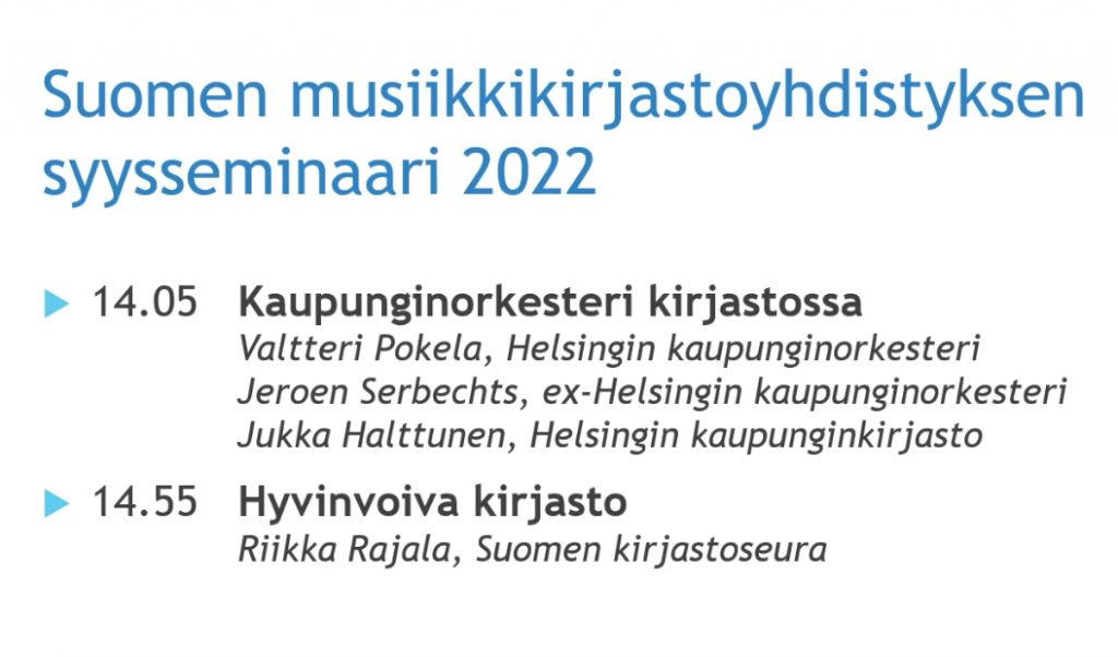 Syysseminaarin 7.12.2022 ohjelma.