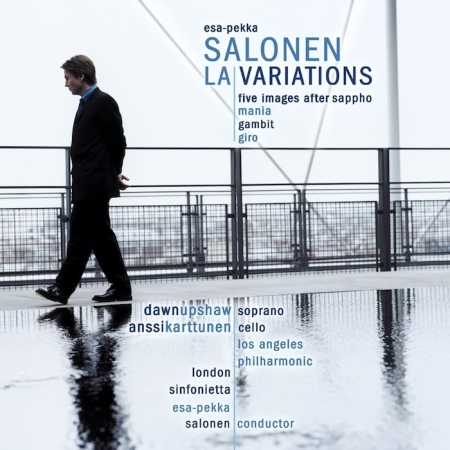Auli Särkiö-Pitkänen ja Levyhyllyt • Esa-Pekka Salonen – kaksoiselämä synnyttää vastakohtien musiikkia • Kuva: Esa-Pekka Salonen: LA Variations [Sony 2001]