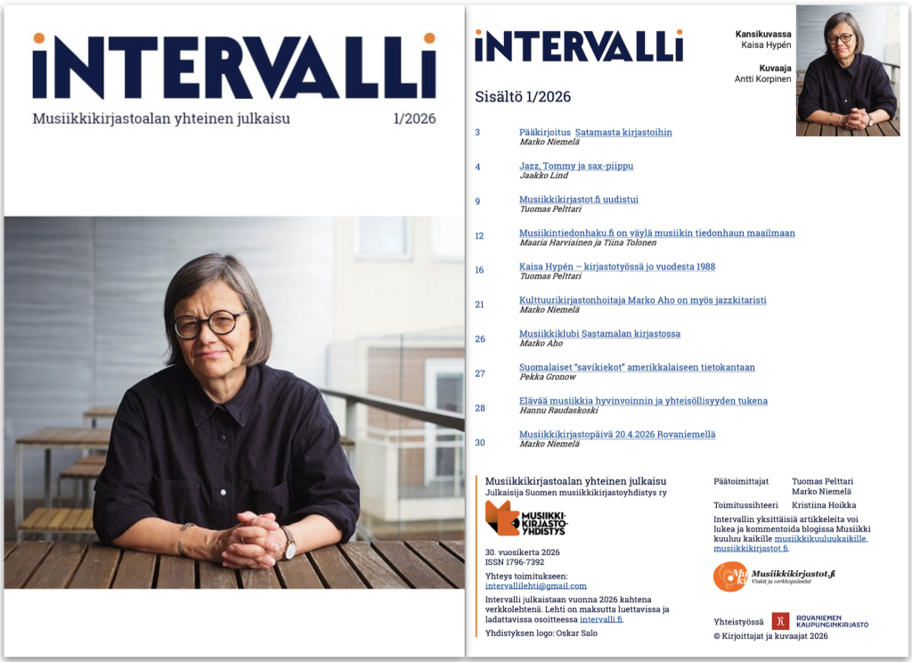 Intervalli 1/2026. Kansikuva Kaisa Hypénistä: Antti Korpinen. Taitto: Kristiina Hoikka