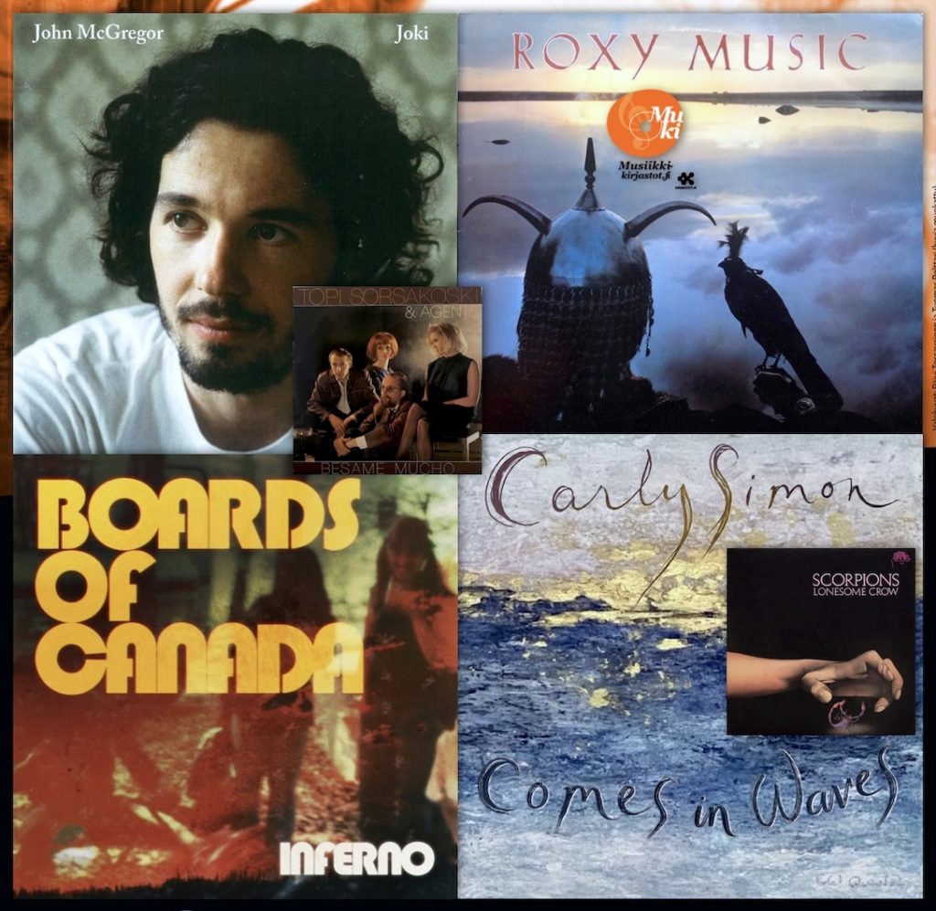 Kuusi uusinta Levyhyllyissä 14.8.2026 •
Carly Simon •• Boards Of Canada •• Roxy Music •• John McGregor •• Scorpions •• Esa Pulliainen ja Agents