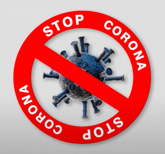 Stop Corona. Kuvankaappaus videolta Stopeo ny Corona (2020).