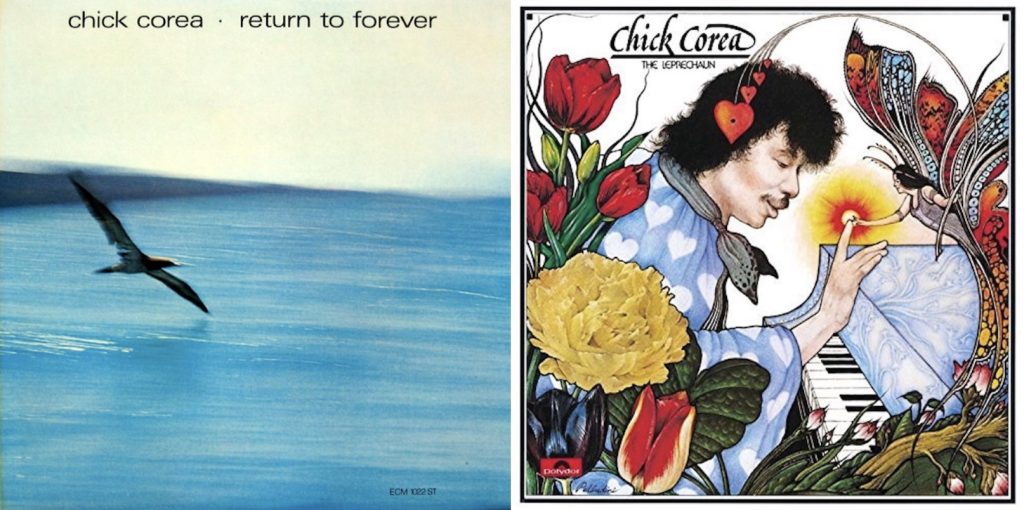 Chick Corea: Return To Forever (ECM Records 1972) ja The Leprechaun (Polydor 1976).