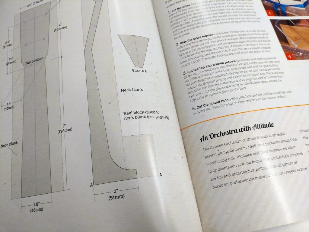 Ote Bill Plantin teoksesta Make Your Own Ukulele: the Essentian Guide to Building, Tuning, and Learning to Play the Uke. Kuva: Marko Aho