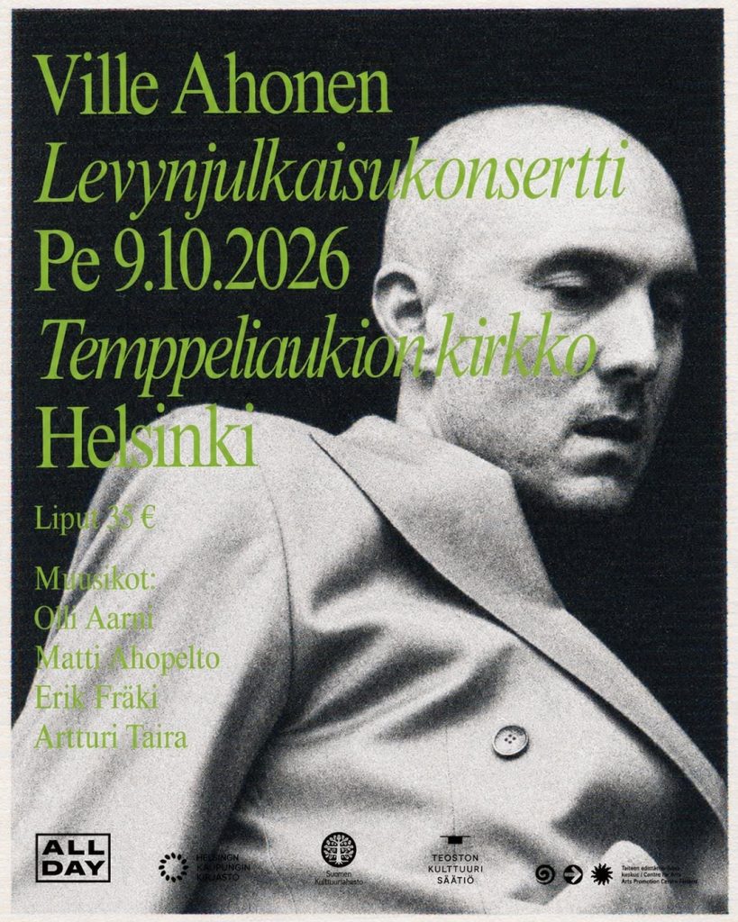 Ville Ahosen levynjulkaisukonsertti 9.10.2026 Helsingin Temppeliaukion kirkko. Kuva: Henna Koskinen