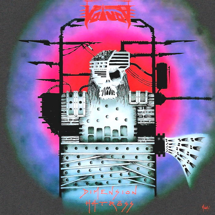 Voivod: Dimension Hatröss (Noise/Maze 1988). Kansitaide: Michel "Away" Langevin