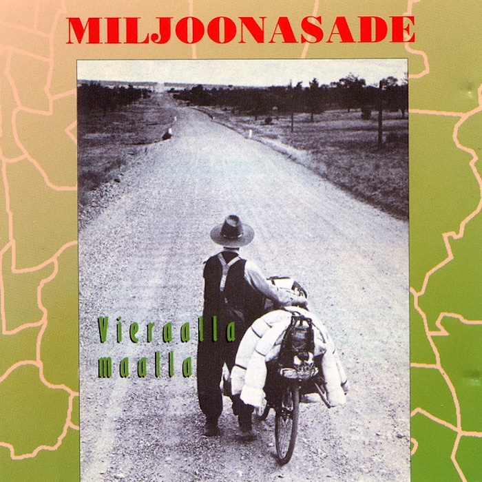 Miljoonasade: Vieraalla maalla (F Music/Fazer Musiikki Oy 1994). Layout: Birgit Pulkkinen