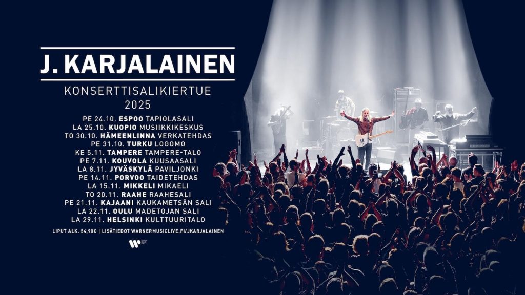 J. Karjalaisen konserttisalikiertue syksyllä 2025. Juliste: Warner