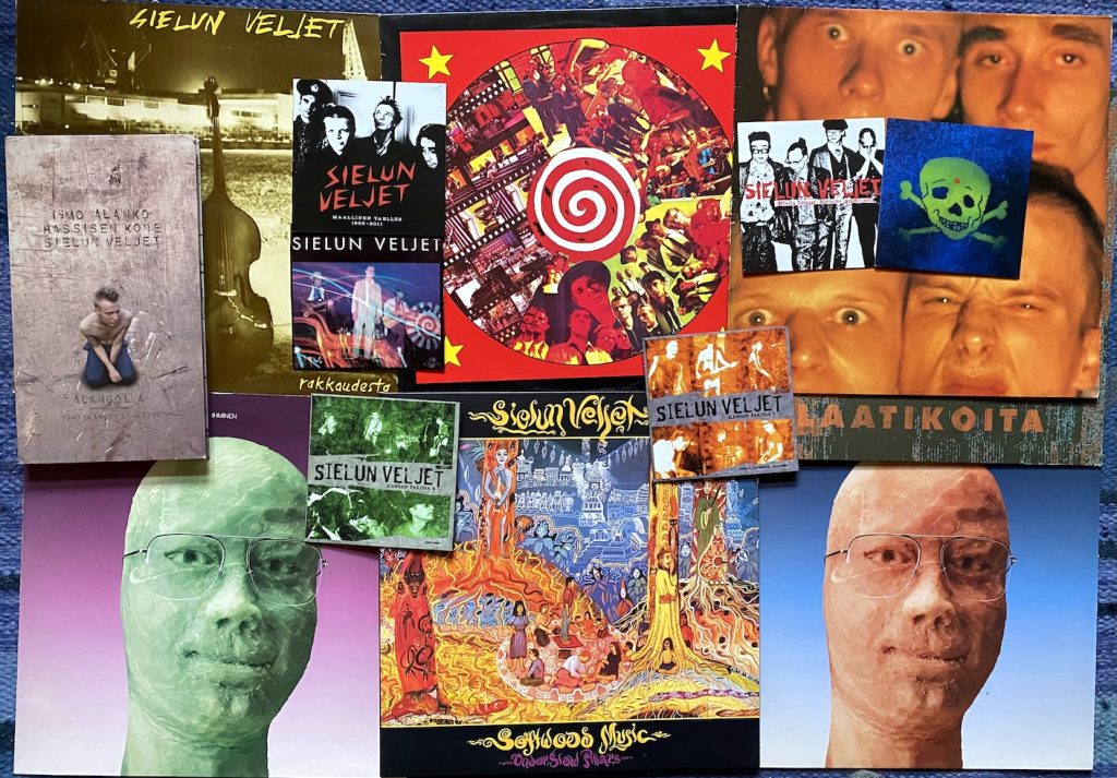 Sielun Veljien moniuloitteisen uran loppupuolen levytyksiä vuodesta 1987 eteenpäin. 1997 julkaistulla Alangolla-boksillea kuultiin myös Siekkareiden taltiointeja. Kollaasi: Tuomas Pelttari 24.3.2026