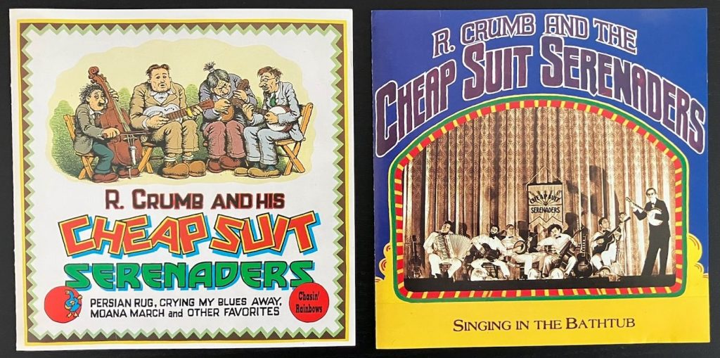 Cheap Suit Serenadersin '70-luvun albumipainoksia voi olla vaikea löytää. Shanachie Records julkaisi yhtyeen toisen ja kolmannen albumin CD-formaatissa vuonna 1993: Chasin' Rainbows ja Singing in the Bathtub. Kansitaide: Robert Crumb. Bannerikuva: Marko Niemelä