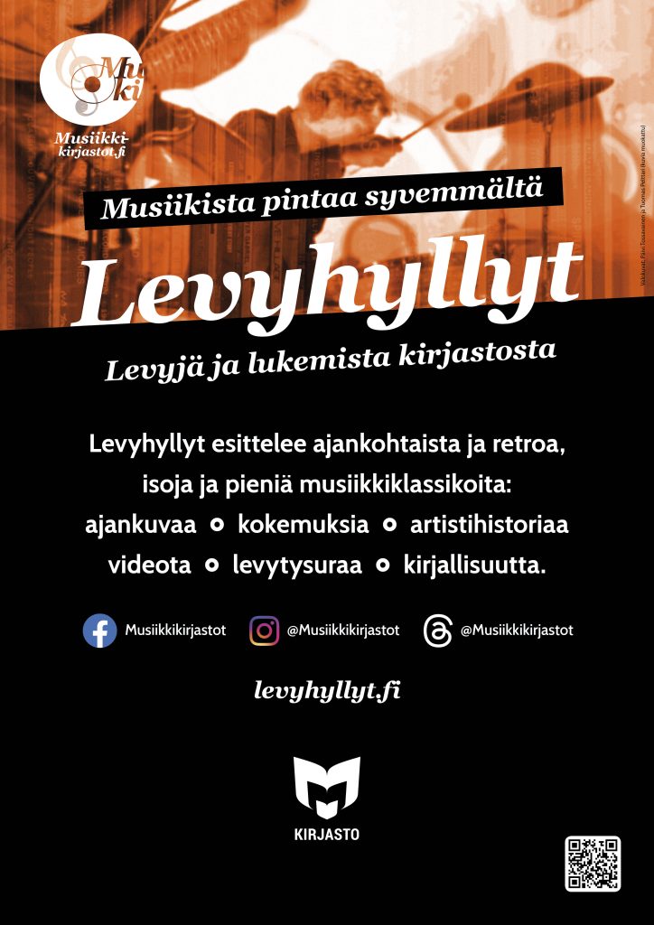 Levyhyllyt 2026. Juliste: Harri Oksanen & Tuomas Pelttari.