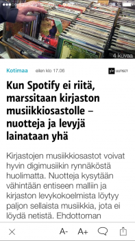 Yle uutisoi Hämeenlinnan musiikkikirjaston 30-vuotisjuhlan 11.11.2015.
