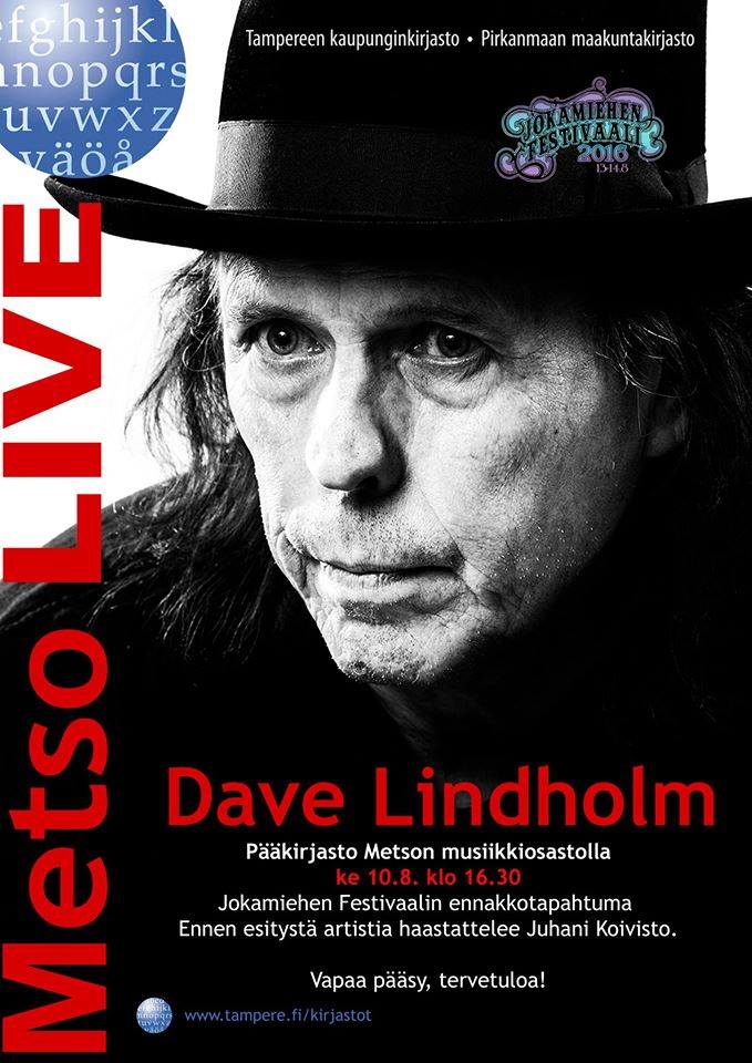 Dave Lindholm esiintyy Metson musiikkiosastolla 10.8.